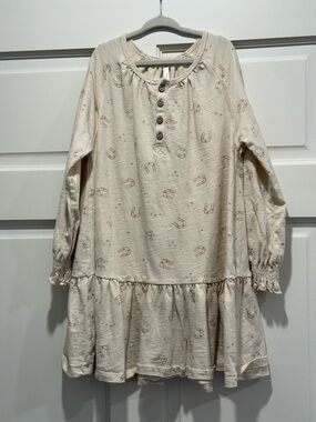 Rylee + Cru Cream Long-Sleeve Button Henley Dress with Ruffle Hem